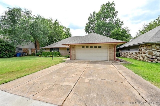 3948 S 93rd E Ave, Tulsa, OK 74145 - single story home featuring brick siding, a front yard, driveway, and a garage