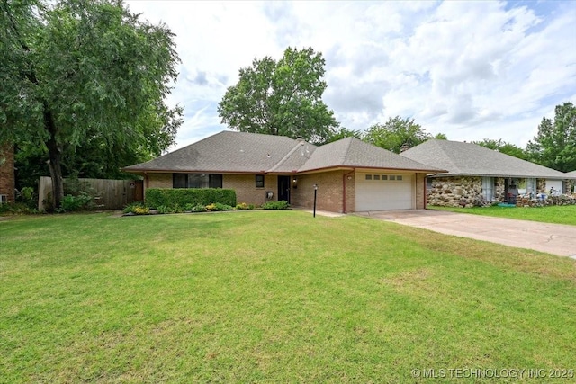 3948 S 93rd E Ave, Tulsa, OK 74145 - ranch-style home with an attached garage, concrete driveway, and brick siding