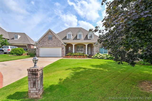 408 E 124th St S, Jenks, OK 74037 - view of front of house with brick siding, driveway, a front lawn, and a porch