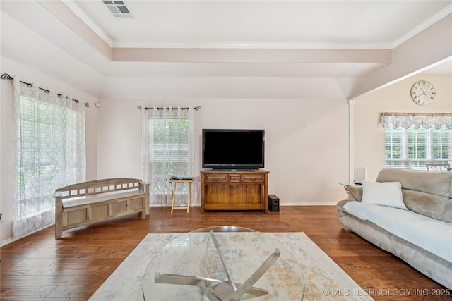 7440 E Indianola St, Broken Arrow, OK 74014 - living area featuring wood finished floors and crown molding