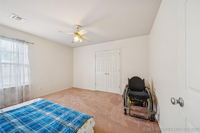 7440 E Indianola St, Broken Arrow, OK 74014 - bedroom featuring carpet flooring, a closet, and a ceiling fan