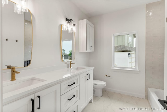 2985 E 146th St S, Bixby, OK 74008 - bathroom with marble look tile flooring and double vanity