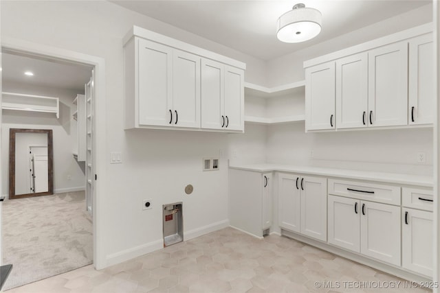 2985 E 146th St S, Bixby, OK 74008 - laundry room with cabinet space, electric dryer hookup, hookup for a washing machine, and recessed lighting