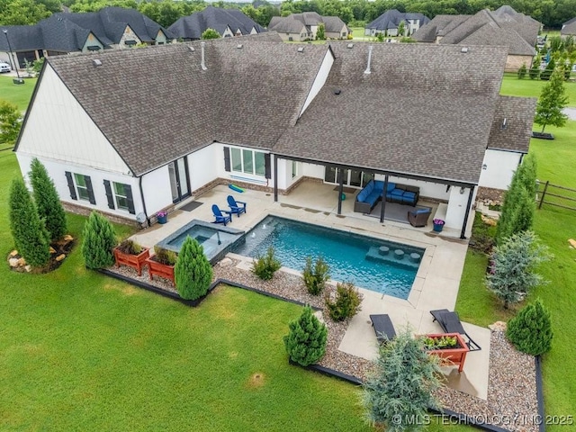 19021 E Chokeberry St, Owasso, OK 74055 - view of swimming pool with a fenced backyard, a patio area, and outdoor lounge area