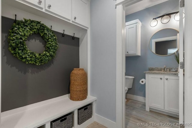 19021 E Chokeberry St, Owasso, OK 74055 - mudroom featuring light wood-style flooring and a sink