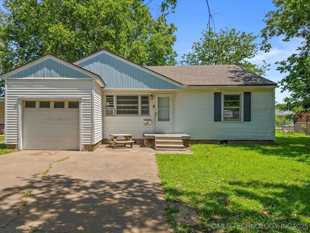105 E Brahma Ave, Dewey, OK 74029 - view of front of house featuring a garage, concrete driveway, a front lawn, and roof with shingles