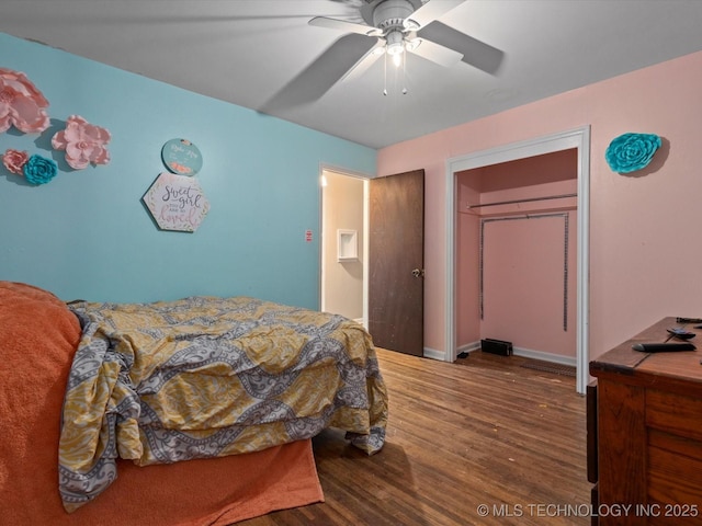 105 E Brahma Ave, Dewey, OK 74029 - bedroom featuring wood finished floors and a ceiling fan