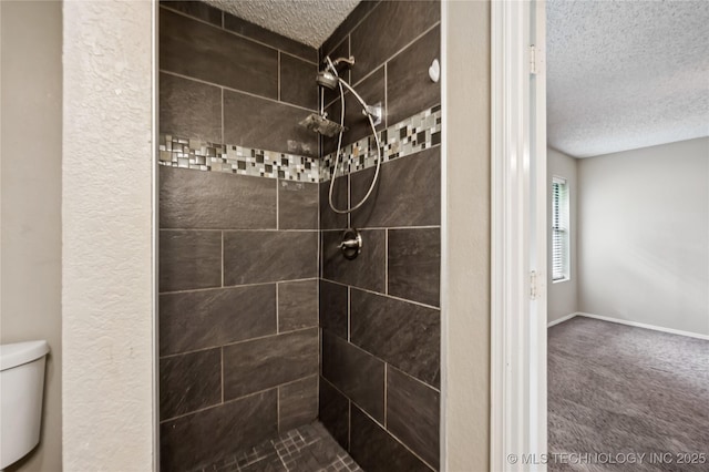 612 S 5th St, Eufaula, OK 74432 - full bath featuring a textured ceiling and tiled shower