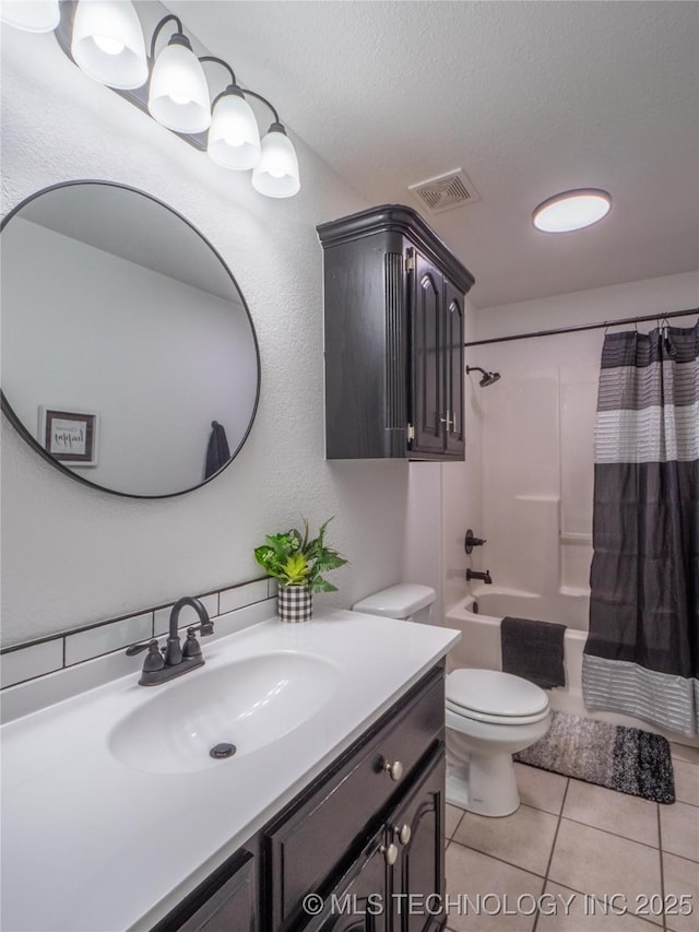 3404 N Birch, Mcalester, OK 74501 - bathroom with vanity, tile patterned flooring, and shower / tub combo with curtain