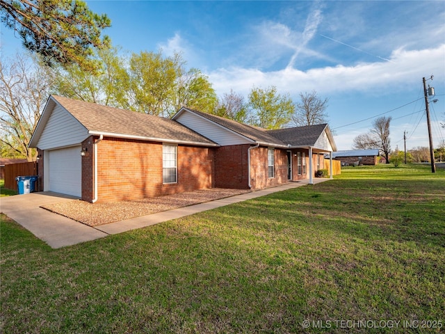 3404 N Birch, Mcalester, OK 74501 - view of front of home featuring brick siding, a garage, a front lawn, driveway, and roof with shingles