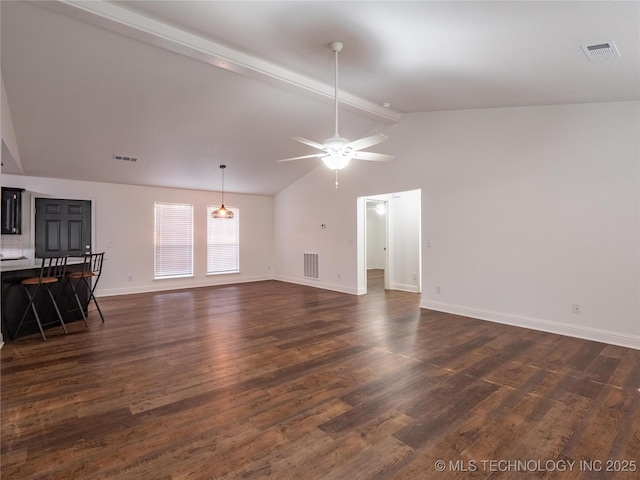 3404 N Birch, Mcalester, OK 74501 - unfurnished living room featuring dark wood finished floors and a ceiling fan