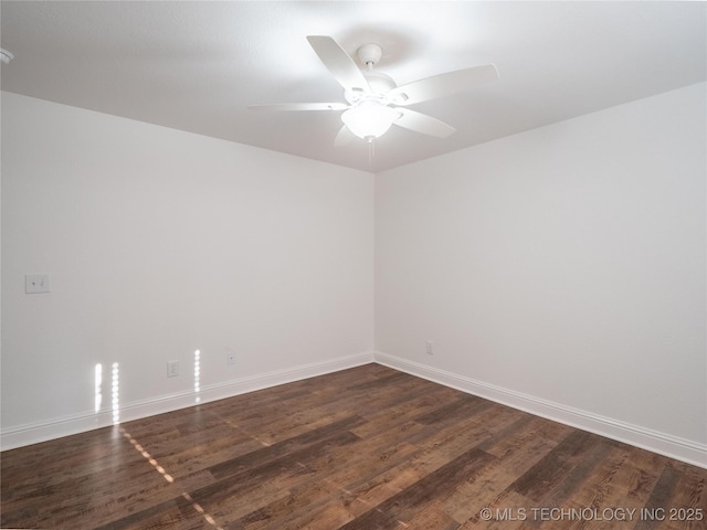 3404 N Birch, Mcalester, OK 74501 - unfurnished room with ceiling fan and dark wood-style flooring