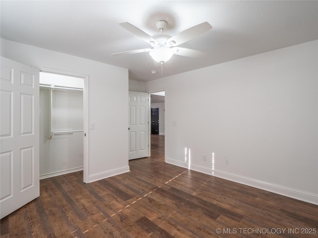 3404 N Birch, Mcalester, OK 74501 - unfurnished bedroom featuring dark wood finished floors, a closet, and a ceiling fan