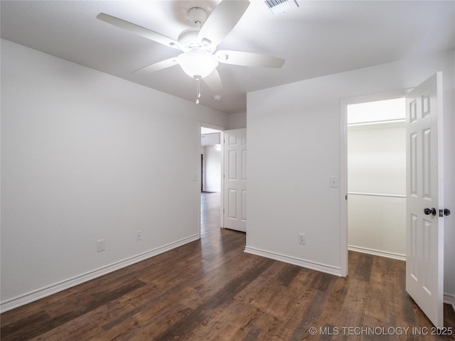 3404 N Birch, Mcalester, OK 74501 - unfurnished bedroom featuring dark wood-style floors and ceiling fan
