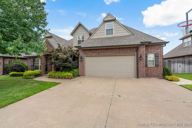 14404 S Florence Ave, Bixby, OK 74008 - traditional-style home with brick siding, a shingled roof, and concrete driveway