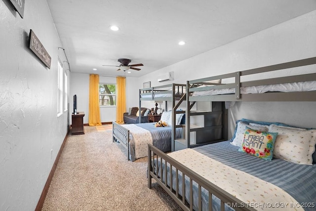 9094 Waters Edge, Kingston, OK 73439 - bedroom with carpet flooring, recessed lighting, and a ceiling fan