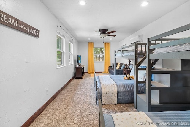 9094 Waters Edge, Kingston, OK 73439 - carpeted bedroom featuring recessed lighting and an AC wall unit