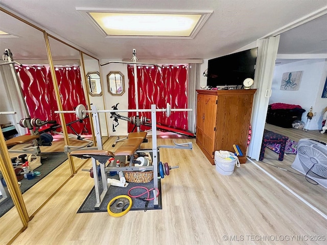 98224 S 4489th Rd, Vian, OK 74962 - workout area featuring wood finished floors