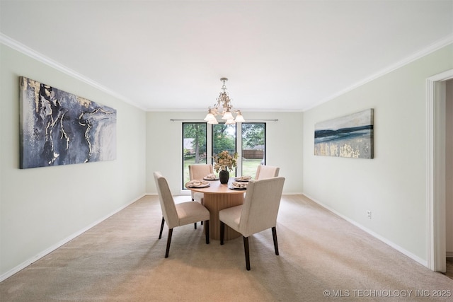 10958 S Richmond Ave, Tulsa, OK 74137 - carpeted dining area with crown molding and a chandelier