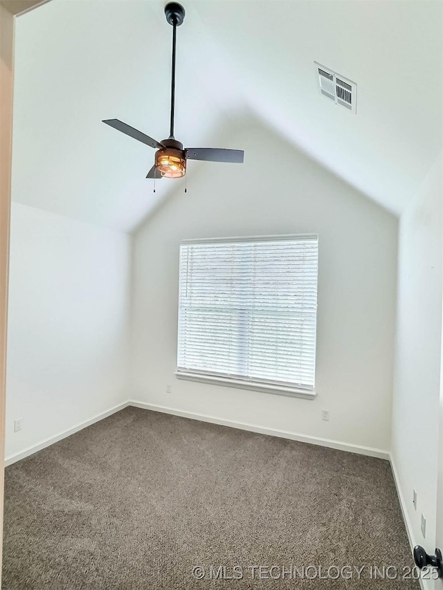 5657 E 141st Pl N, Collinsville, OK 74021 - carpeted spare room with a ceiling fan and lofted ceiling