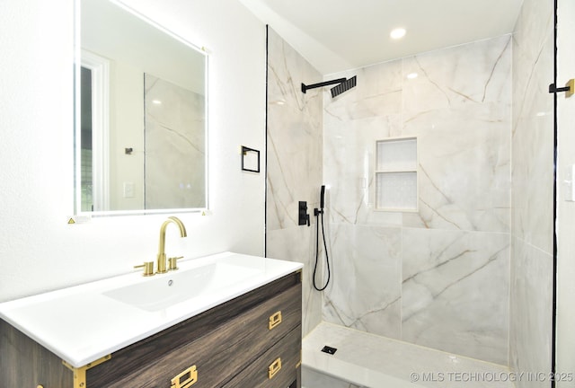 4636 E Independence St, Tulsa, OK 74115 - full bathroom with vanity and a marble finish shower