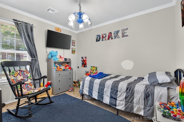 8813 E 104th Pl N, Owasso, OK 74055 - bedroom with crown molding and carpet flooring
