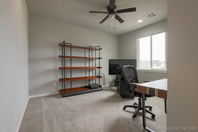 5312 E 124th Pl S, Bixby, OK 74008 - carpeted office featuring a ceiling fan and recessed lighting
