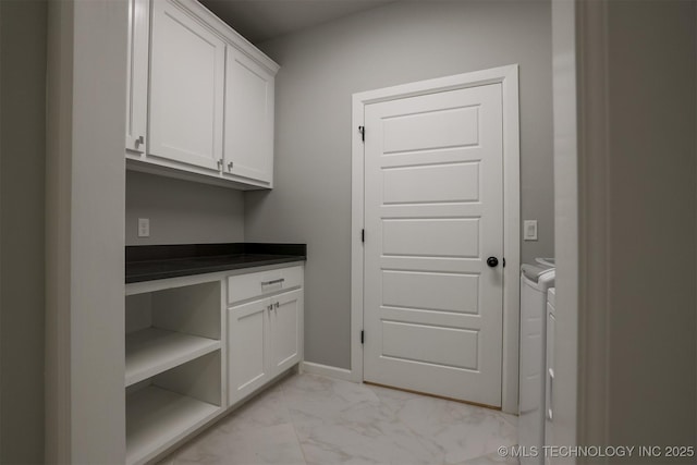 5312 E 124th Pl S, Bixby, OK 74008 - laundry area with light marble finish floors and washing machine and dryer