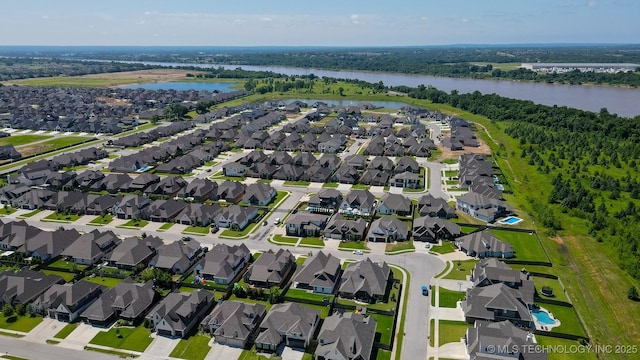 5312 E 124th Pl S, Bixby, OK 74008 - aerial view of property's location with a nearby body of water and nearby suburban area