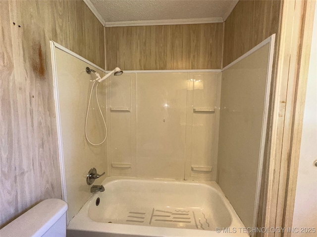 109948 S 4155, Checotah, OK 74426 - full bath with a textured ceiling, tub / shower combination, and crown molding