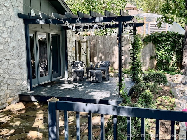 2501 Cherokee Hills Pl, Bartlesville, OK 74006 - wooden terrace with a pergola