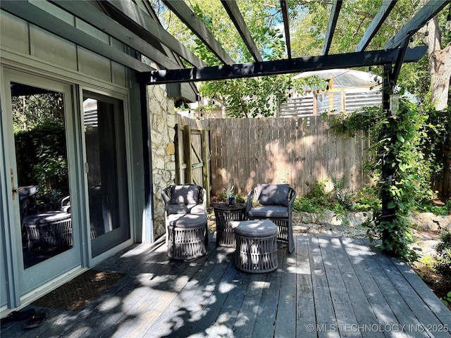 2501 Cherokee Hills Pl, Bartlesville, OK 74006 - wooden deck featuring a pergola