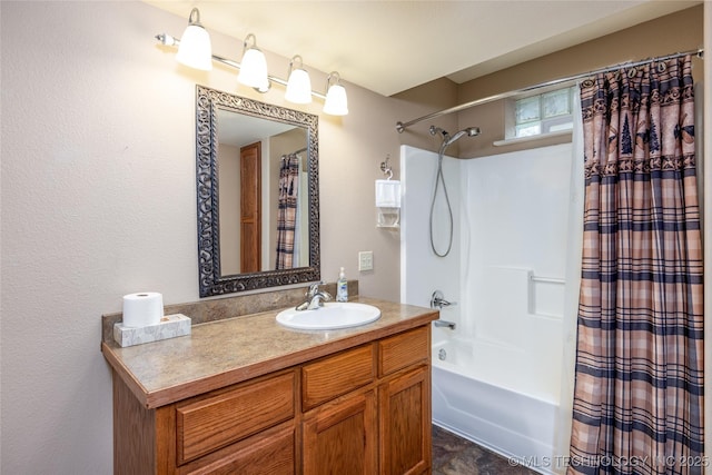 609 Lakeshore Dr, Durant, OK 74701 - bathroom featuring vanity and shower / bath combo with shower curtain