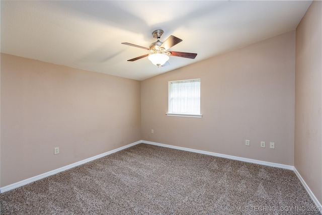 609 Lakeshore Dr, Durant, OK 74701 - carpeted spare room featuring a ceiling fan and vaulted ceiling