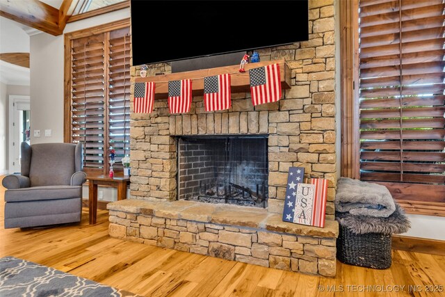 13533 S Lewis Ave, Bixby, OK 74008 - living room with wood finished floors, a fireplace, and ornamental molding