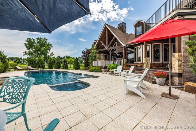 13533 S Lewis Ave, Bixby, OK 74008 - view of swimming pool with a patio and a pool with connected hot tub
