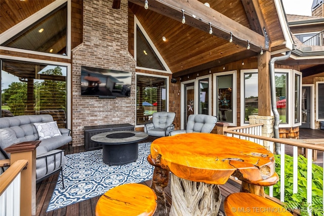 13533 S Lewis Ave, Bixby, OK 74008 - view of patio / terrace featuring an outdoor living space with a fire pit