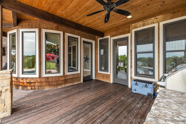 13533 S Lewis Ave, Bixby, OK 74008 - wooden terrace featuring a ceiling fan