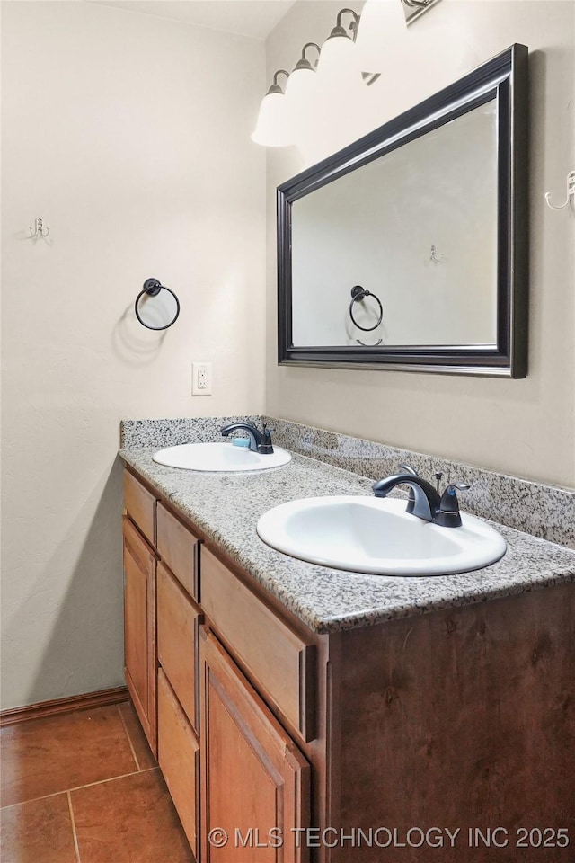 740384 S 3480th Rd, Cushing, OK 74023 - bathroom featuring double vanity and tile patterned flooring