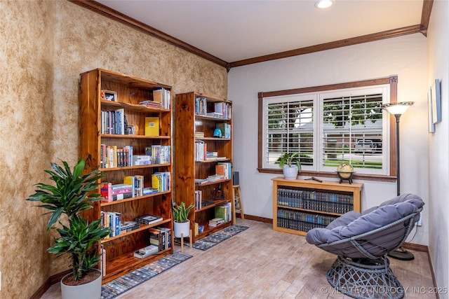 214 Kernel, Durant, OK 74701 - living area featuring crown molding and wood finished floors