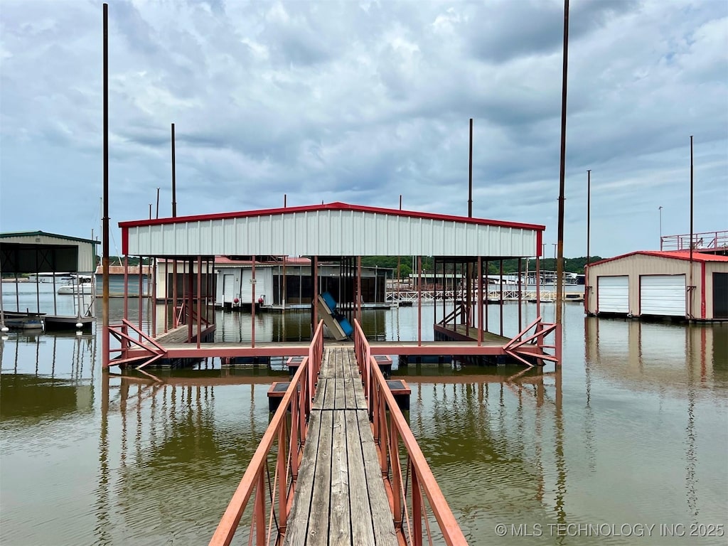 7087 Arrow, Kingston, OK 73439 - dock area with a water view and boat lift