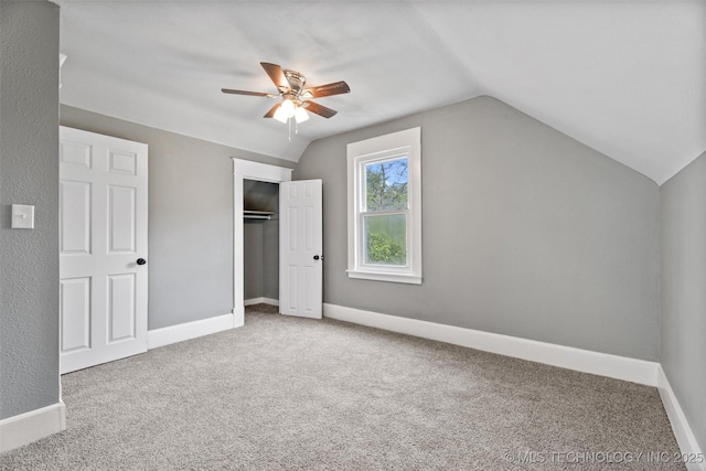 202 N Creek, Dewey, OK 74029 - unfurnished bedroom featuring lofted ceiling, carpet floors, a closet, and ceiling fan