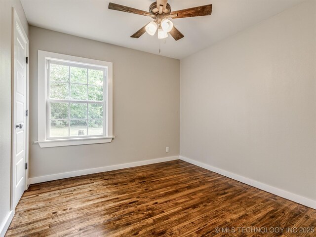3226 N Garrison Ave, Tulsa, OK 74106 - unfurnished room featuring wood finished floors and a ceiling fan