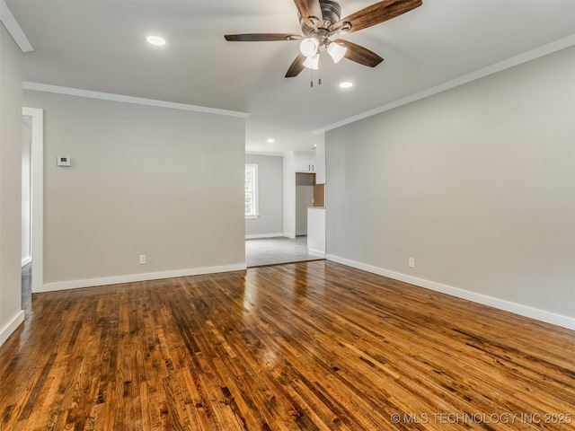 3226 N Garrison Ave, Tulsa, OK 74106 - unfurnished room featuring crown molding, a ceiling fan, wood finished floors, and recessed lighting