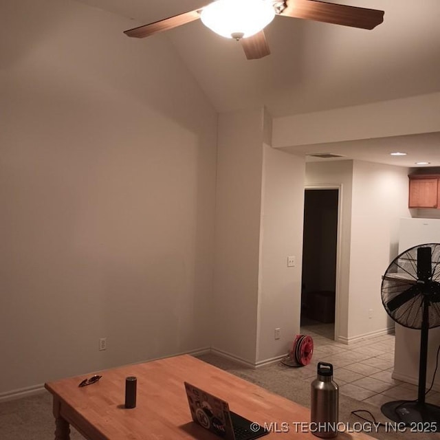 200 Ogeechee, Ramona, OK 74061 - home office featuring ceiling fan and light tile patterned floors