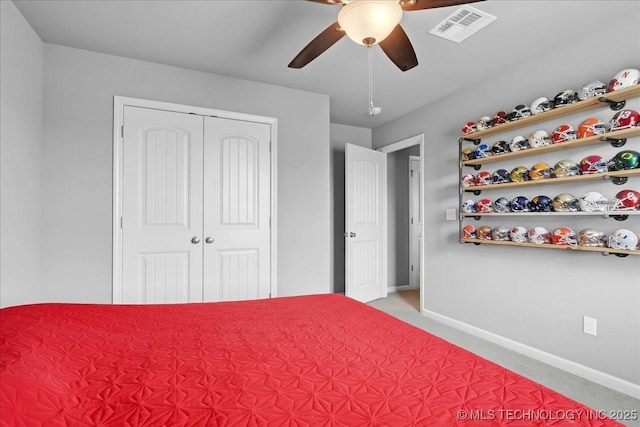 30130 S Maxine Ave, Inola, OK 74036 - unfurnished bedroom featuring a closet, light colored carpet, and ceiling fan