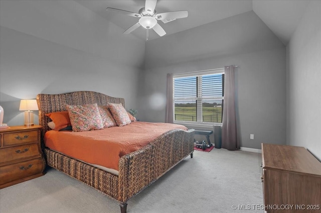 30130 S Maxine Ave, Inola, OK 74036 - carpeted bedroom featuring lofted ceiling and ceiling fan
