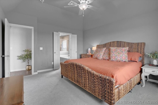 30130 S Maxine Ave, Inola, OK 74036 - carpeted bedroom with ensuite bathroom and a ceiling fan