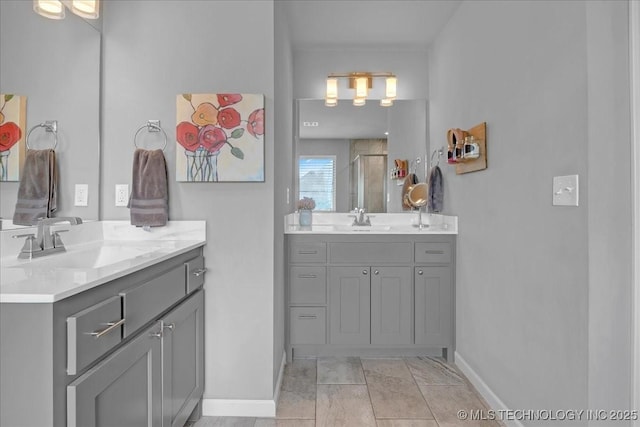 30130 S Maxine Ave, Inola, OK 74036 - full bathroom featuring two vanities and a shower stall