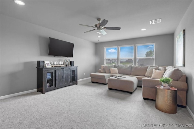 30130 S Maxine Ave, Inola, OK 74036 - carpeted living area with a ceiling fan and recessed lighting